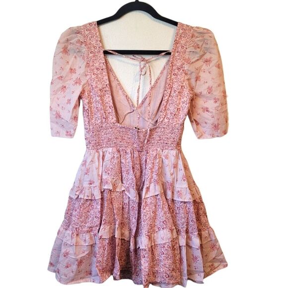 American Eagle Women's Pink Floral Ruffle Boho Dress Size S - Picture 2 of 7